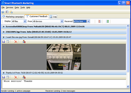 Files received through bluetooth - Smart Bluetooth Marketing software
